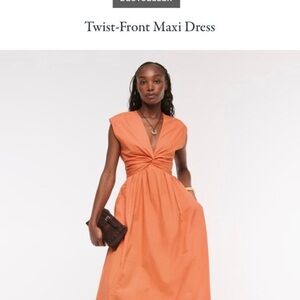 Abercrombie & Fitch Twist-Front Maxi Dress in Vibrant Orange